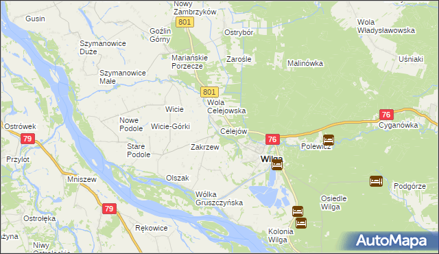 mapa Celejów gmina Wilga, Celejów gmina Wilga na mapie Targeo