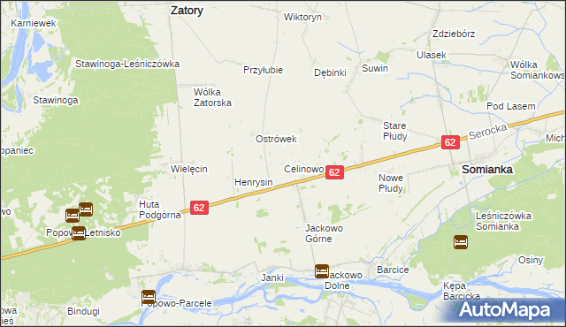 mapa Celinowo gmina Somianka, Celinowo gmina Somianka na mapie Targeo