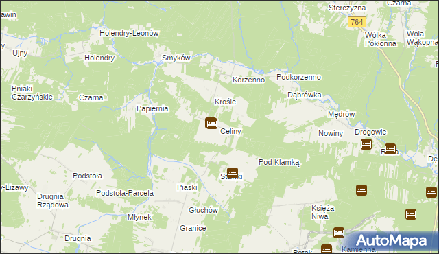 mapa Celiny gmina Raków, Celiny gmina Raków na mapie Targeo