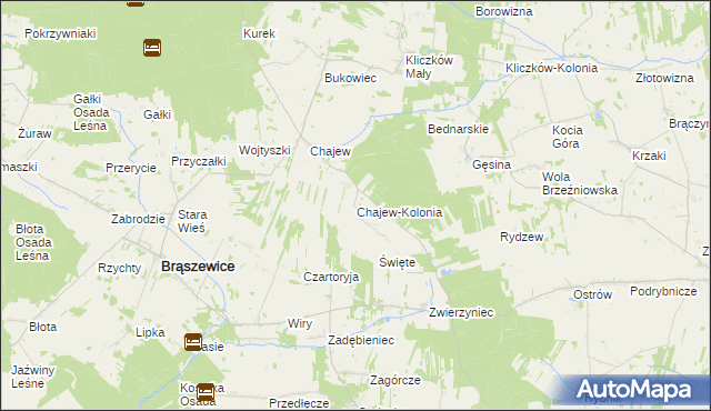 mapa Chajew-Kolonia, Chajew-Kolonia na mapie Targeo