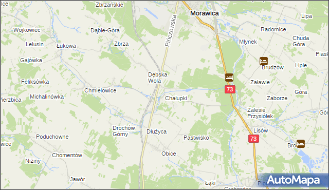 mapa Chałupki gmina Morawica, Chałupki gmina Morawica na mapie Targeo