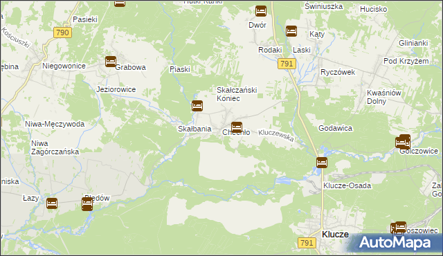 mapa Chechło gmina Klucze, Chechło gmina Klucze na mapie Targeo