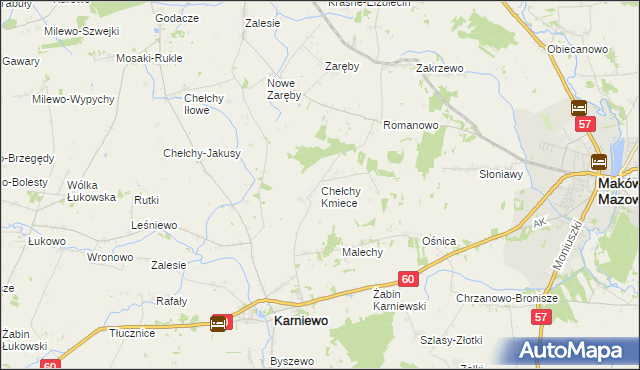 mapa Chełchy Kmiece, Chełchy Kmiece na mapie Targeo