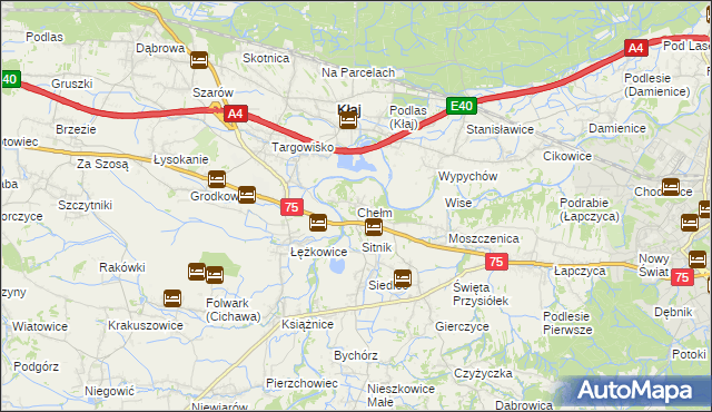 mapa Chełm gmina Bochnia, Chełm gmina Bochnia na mapie Targeo