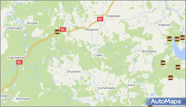 mapa Chełm gmina Lidzbark Warmiński, Chełm gmina Lidzbark Warmiński na mapie Targeo