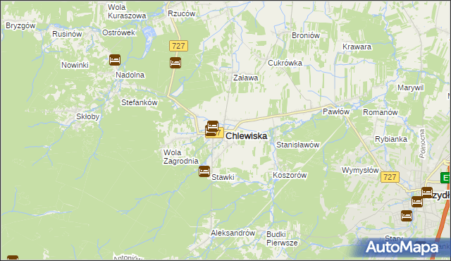 mapa Chlewiska powiat szydłowiecki, Chlewiska powiat szydłowiecki na mapie Targeo