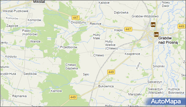 mapa Chlewo gmina Grabów nad Prosną, Chlewo gmina Grabów nad Prosną na mapie Targeo