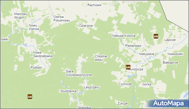 mapa Chłodne Włóki, Chłodne Włóki na mapie Targeo