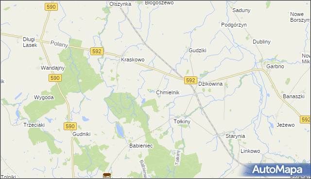 mapa Chmielnik gmina Korsze, Chmielnik gmina Korsze na mapie Targeo