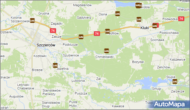 mapa Chmielowiec, Chmielowiec na mapie Targeo