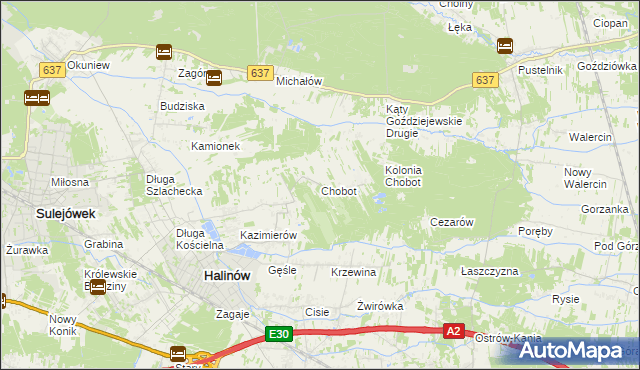 mapa Chobot gmina Halinów, Chobot gmina Halinów na mapie Targeo