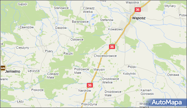 mapa Chocieborowice, Chocieborowice na mapie Targeo