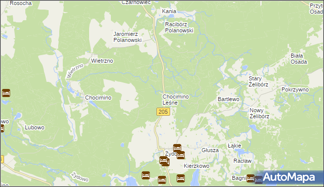 mapa Chocimino Leśne, Chocimino Leśne na mapie Targeo