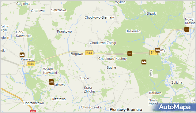 mapa Chodkowo-Kuchny, Chodkowo-Kuchny na mapie Targeo