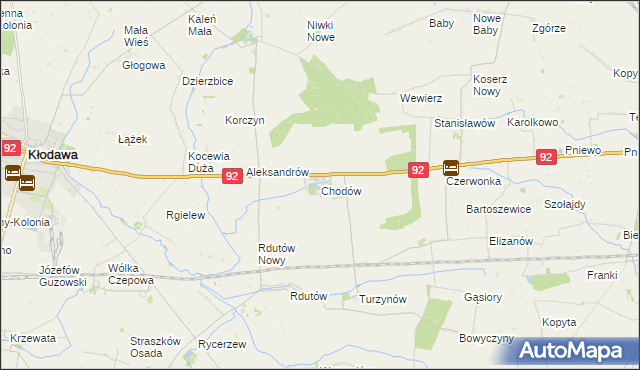 mapa Chodów powiat kolski, Chodów powiat kolski na mapie Targeo