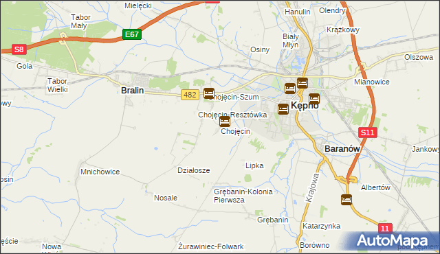 mapa Chojęcin, Chojęcin na mapie Targeo