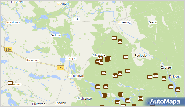 mapa Chojnica gmina Bierzwnik, Chojnica gmina Bierzwnik na mapie Targeo