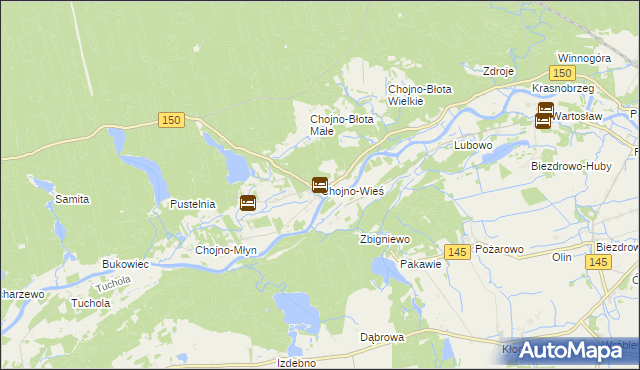 mapa Chojno-Wieś, Chojno-Wieś na mapie Targeo