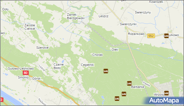 mapa Chorab gmina Łysomice, Chorab gmina Łysomice na mapie Targeo