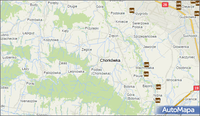 mapa Chorkówka, Chorkówka na mapie Targeo