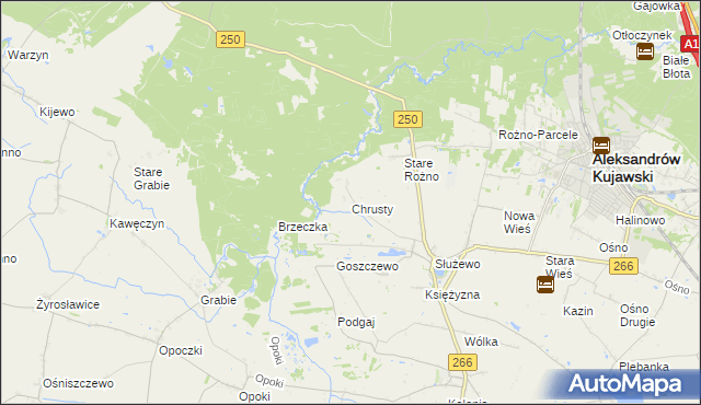 mapa Chrusty gmina Aleksandrów Kujawski, Chrusty gmina Aleksandrów Kujawski na mapie Targeo