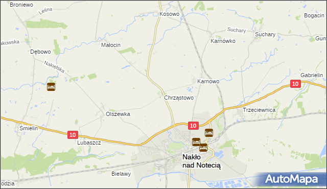 mapa Chrząstowo gmina Nakło nad Notecią, Chrząstowo gmina Nakło nad Notecią na mapie Targeo