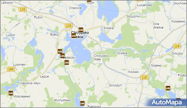 mapa Chrzypsko Małe, Chrzypsko Małe na mapie Targeo