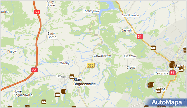 mapa Chwaliszów, Chwaliszów na mapie Targeo