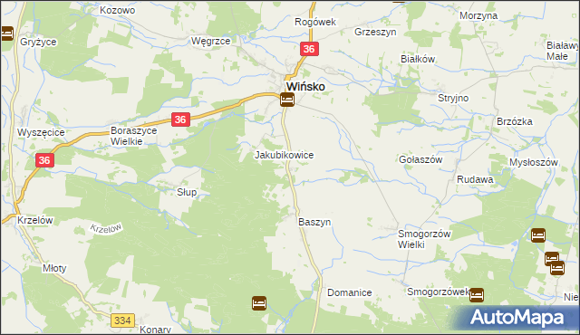 mapa Chwałkowice gmina Wińsko, Chwałkowice gmina Wińsko na mapie Targeo