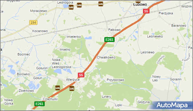 mapa Chwałkówko, Chwałkówko na mapie Targeo