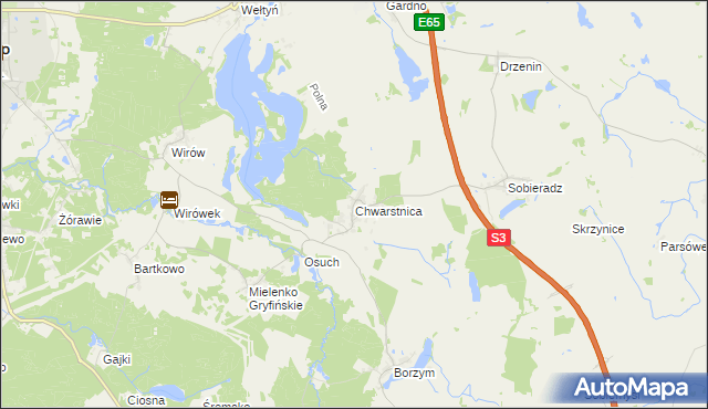 mapa Chwarstnica, Chwarstnica na mapie Targeo