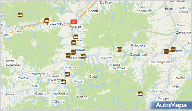 mapa Chyszówki, Chyszówki na mapie Targeo