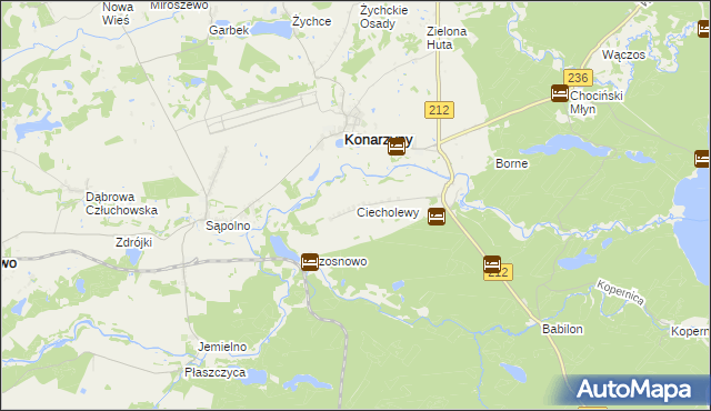 mapa Ciecholewy gmina Konarzyny, Ciecholewy gmina Konarzyny na mapie Targeo