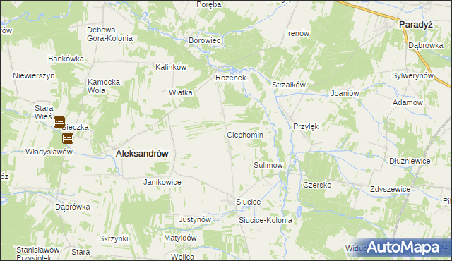 mapa Ciechomin gmina Aleksandrów, Ciechomin gmina Aleksandrów na mapie Targeo