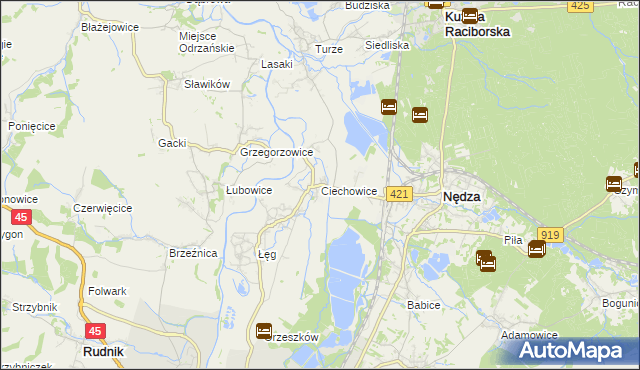 mapa Ciechowice, Ciechowice na mapie Targeo