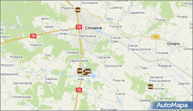 mapa Ciecierze, Ciecierze na mapie Targeo