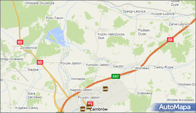 mapa Cieciorki, Cieciorki na mapie Targeo