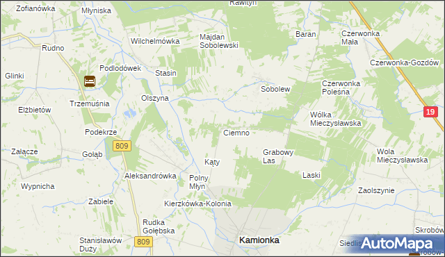 mapa Ciemno gmina Kamionka, Ciemno gmina Kamionka na mapie Targeo