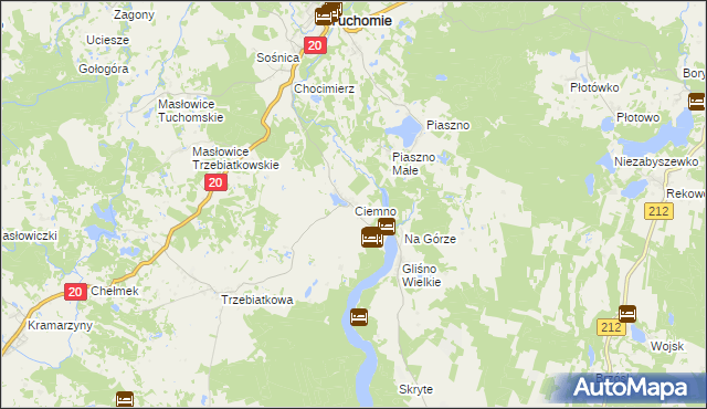 mapa Ciemno gmina Tuchomie, Ciemno gmina Tuchomie na mapie Targeo