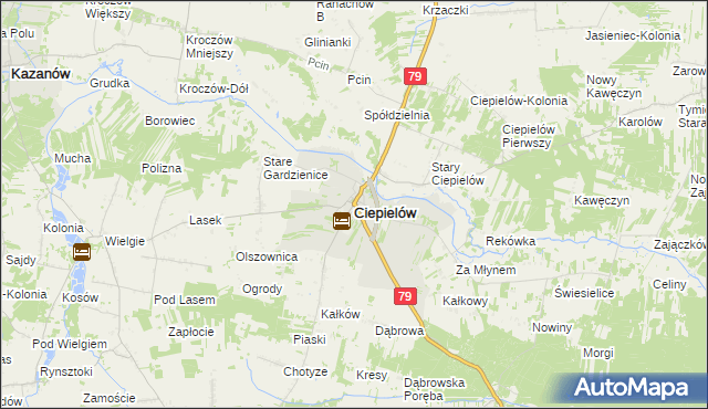 mapa Ciepielów powiat lipski, Ciepielów powiat lipski na mapie Targeo