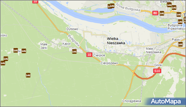 mapa Cierpice gmina Wielka Nieszawka, Cierpice gmina Wielka Nieszawka na mapie Targeo