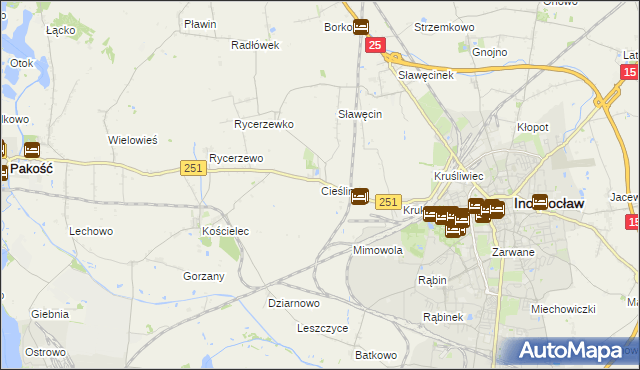 mapa Cieślin gmina Inowrocław, Cieślin gmina Inowrocław na mapie Targeo