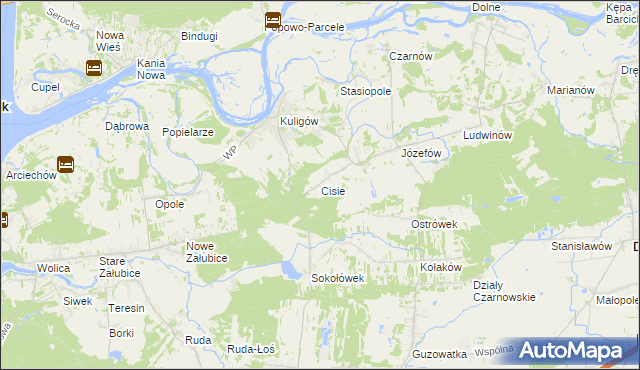 mapa Cisie gmina Dąbrówka, Cisie gmina Dąbrówka na mapie Targeo