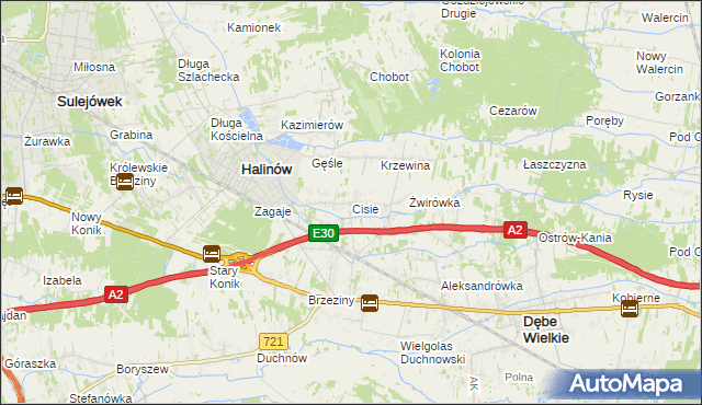 mapa Cisie gmina Halinów, Cisie gmina Halinów na mapie Targeo