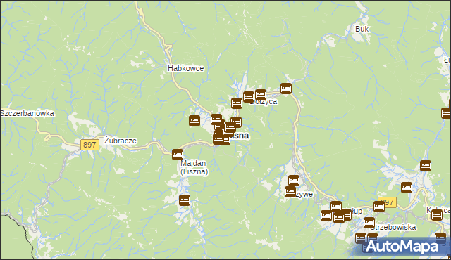 mapa Cisna, Cisna na mapie Targeo