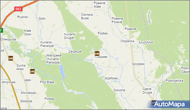 mapa Cisówek gmina Nowinka, Cisówek gmina Nowinka na mapie Targeo