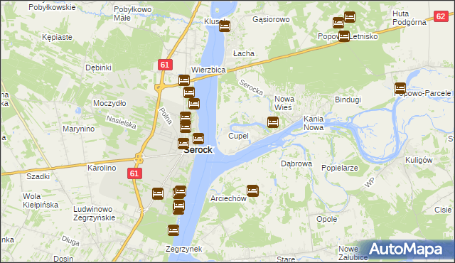 mapa Cupel gmina Serock, Cupel gmina Serock na mapie Targeo