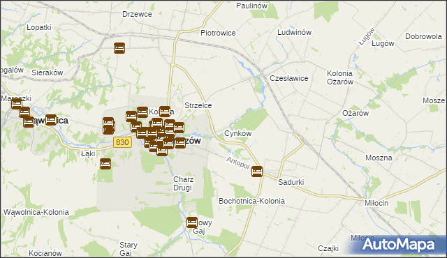 mapa Cynków gmina Nałęczów, Cynków gmina Nałęczów na mapie Targeo