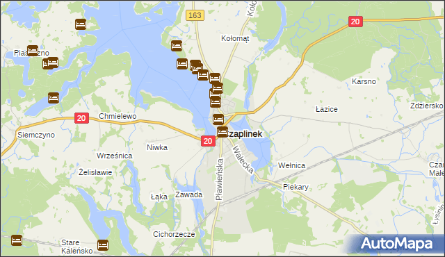mapa Czaplinek powiat drawski, Czaplinek powiat drawski na mapie Targeo