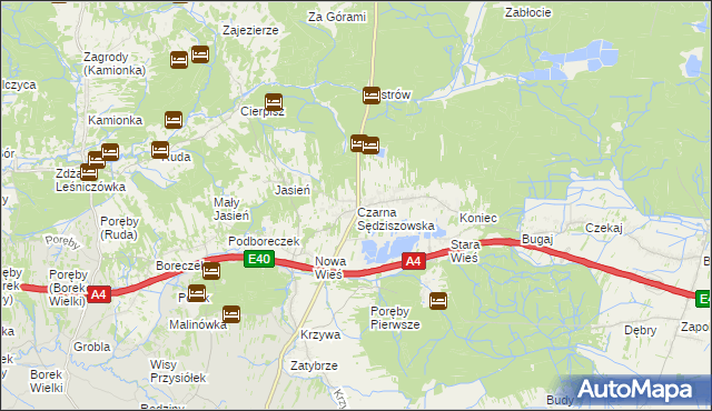 mapa Czarna Sędziszowska, Czarna Sędziszowska na mapie Targeo